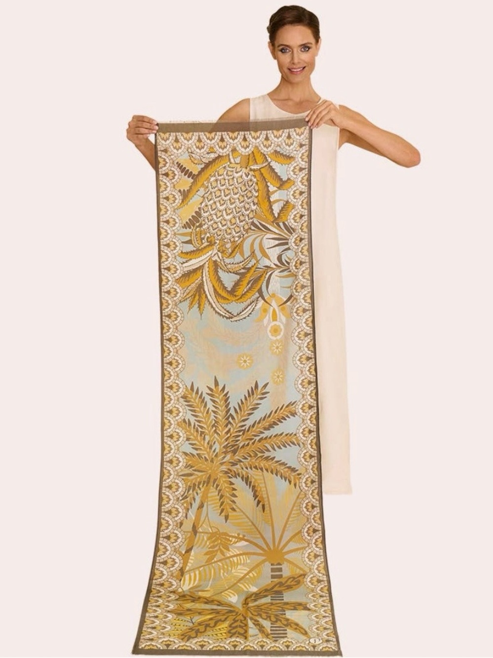 Powder Patterned Palms Scarf 100% Cotton